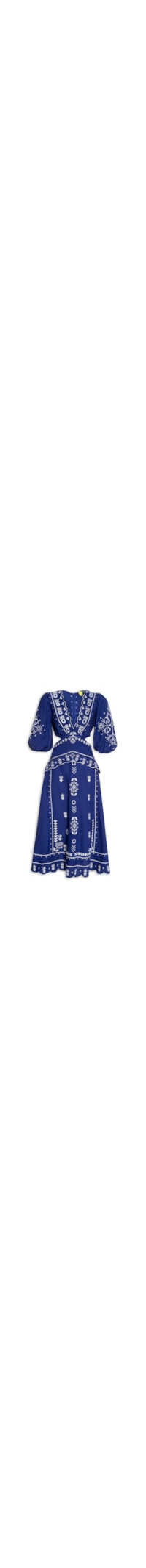 Vestido Bordado Magia Tropical - Azul