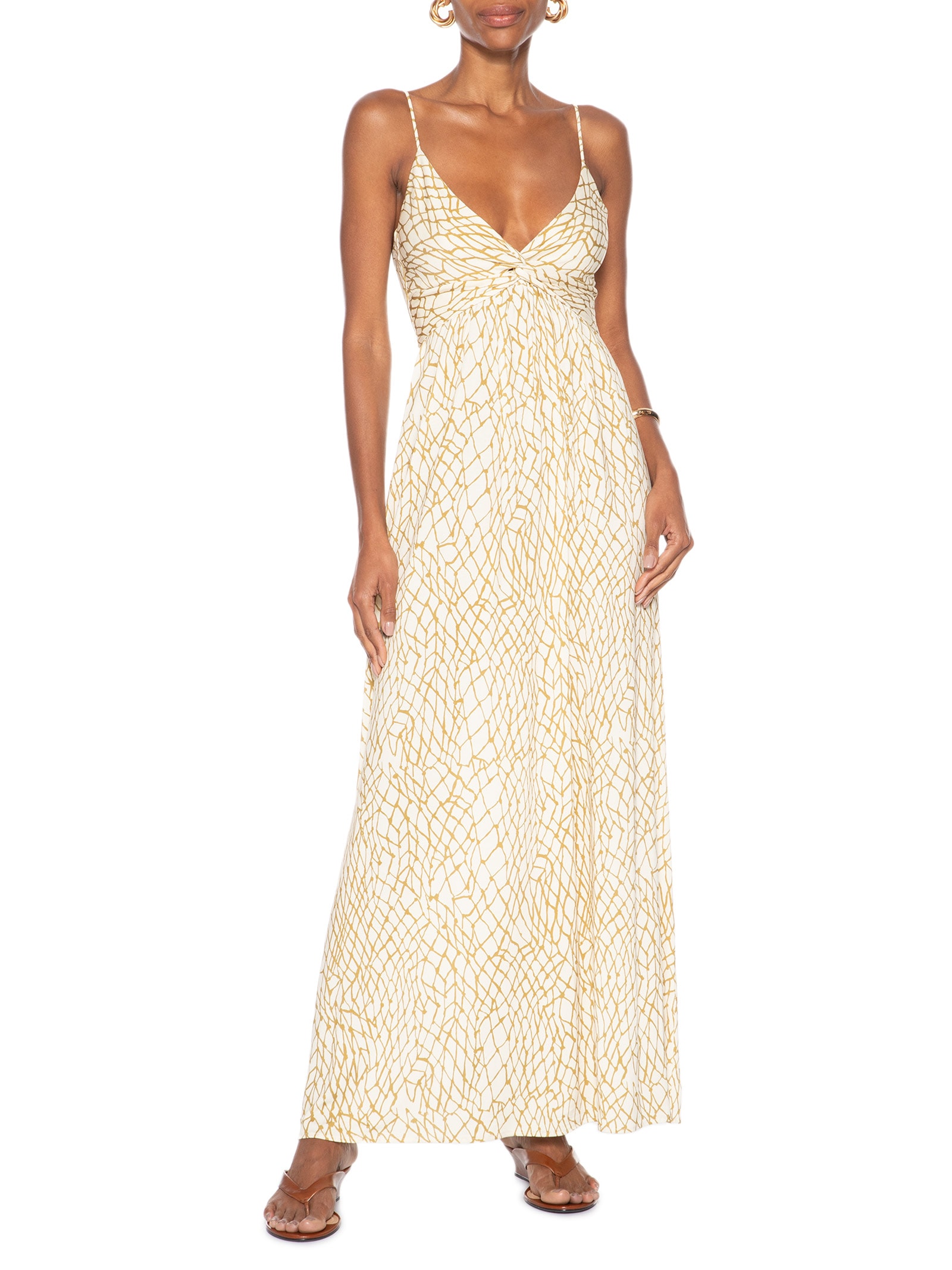 Vestido Busto Torcido Estampado Off White Animale