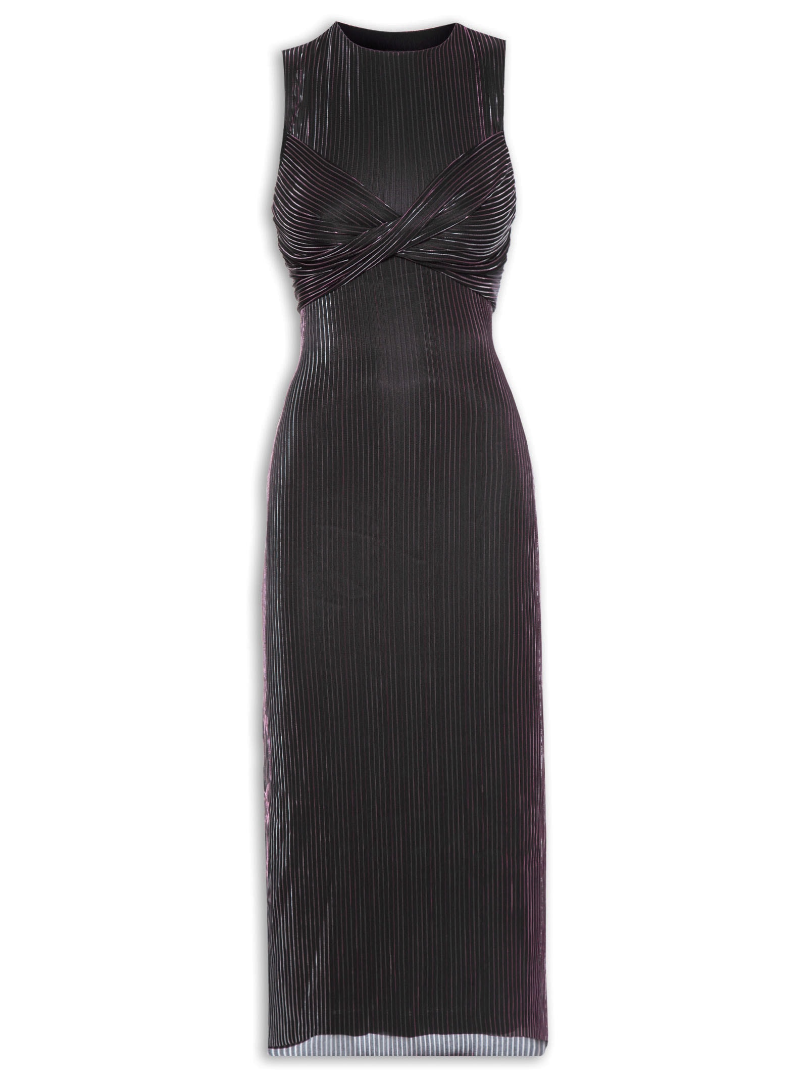 Vestido Busto Torcido Metalic Stripe Preto Animale