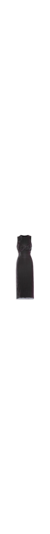 Vestido Busto Torcido Metalic Stripe - Preto