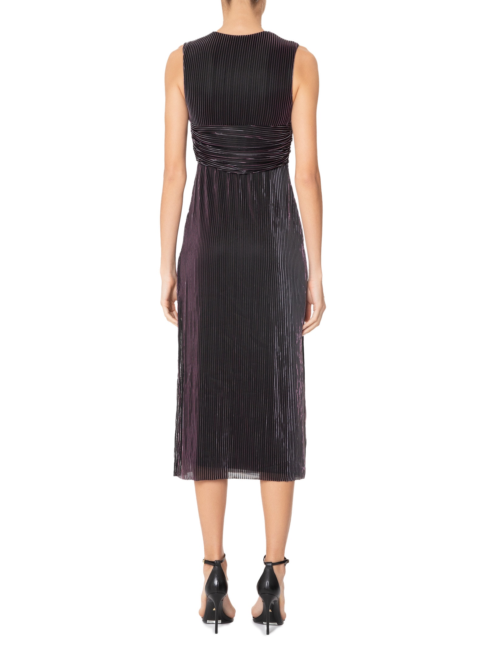 Vestido Busto Torcido Metalic Stripe Preto Animale
