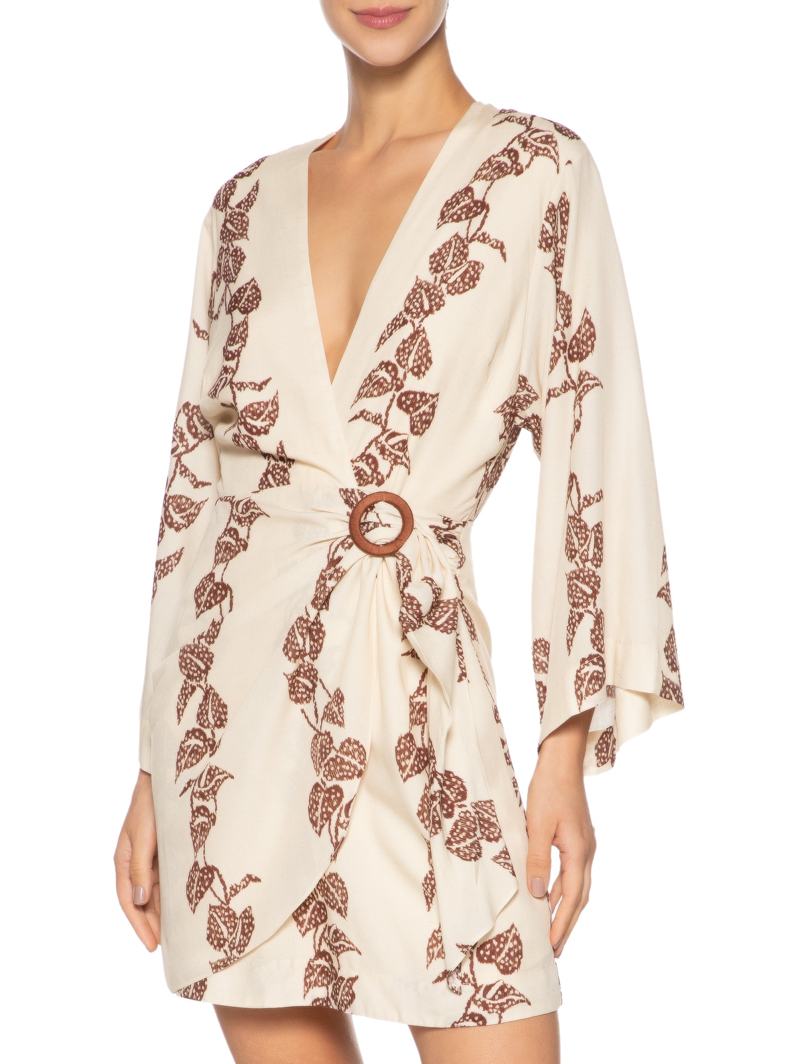 Vestido Cambraia Estampa Inspira Marrom Dress To