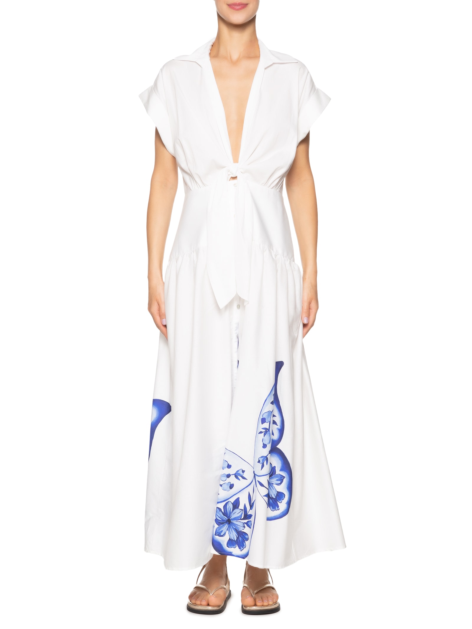 B.S Farm様 Farm - Vestido Camisa Borboleta De Porcelana - Off White