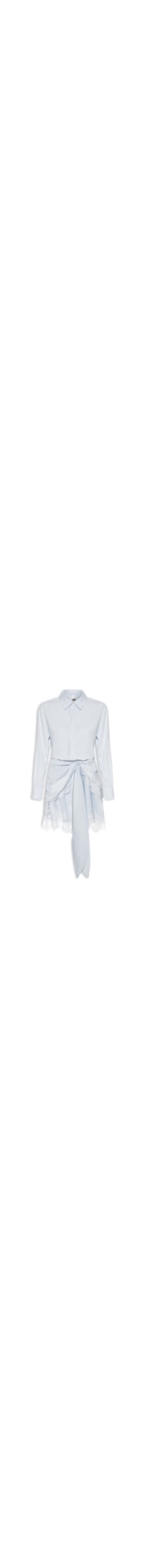 Vestido Camisa Com Renda E Faixa Removível - Azul