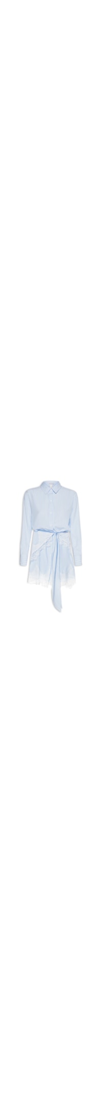Vestido Camisa Com Renda E Faixa Removível - Azul