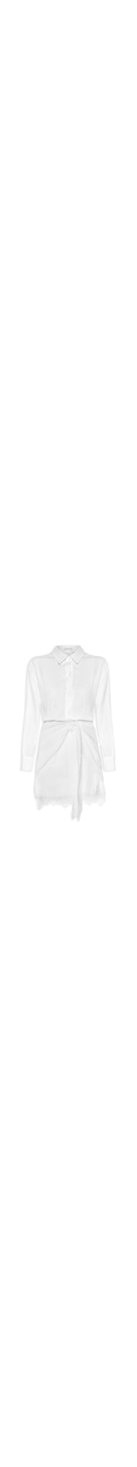 Vestido Camisa Com Renda E Faixa Removível - Branco