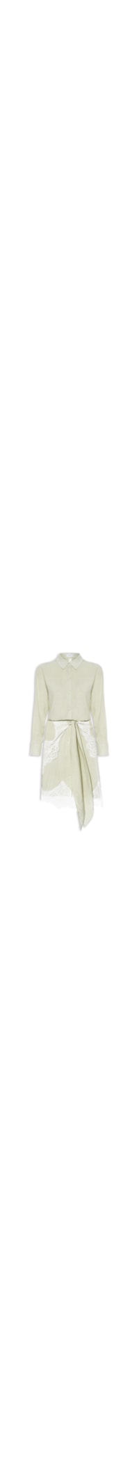 Vestido Camisa Com Renda E Faixa Removível - Verde
