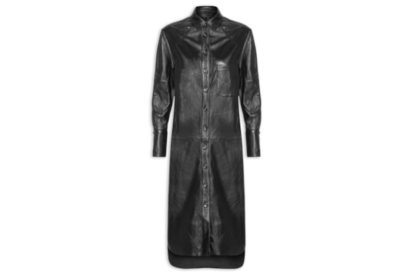 Vestido Camisa De Couro Clássico - Preto