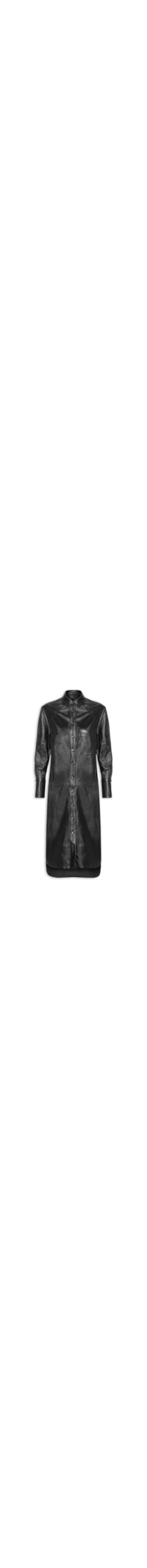 Vestido Camisa De Couro Clássico - Preto