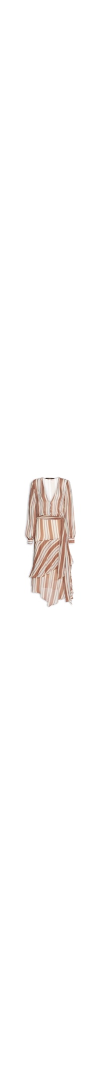 Vestido Camisaria Camadas Listra Bruma- Marrom