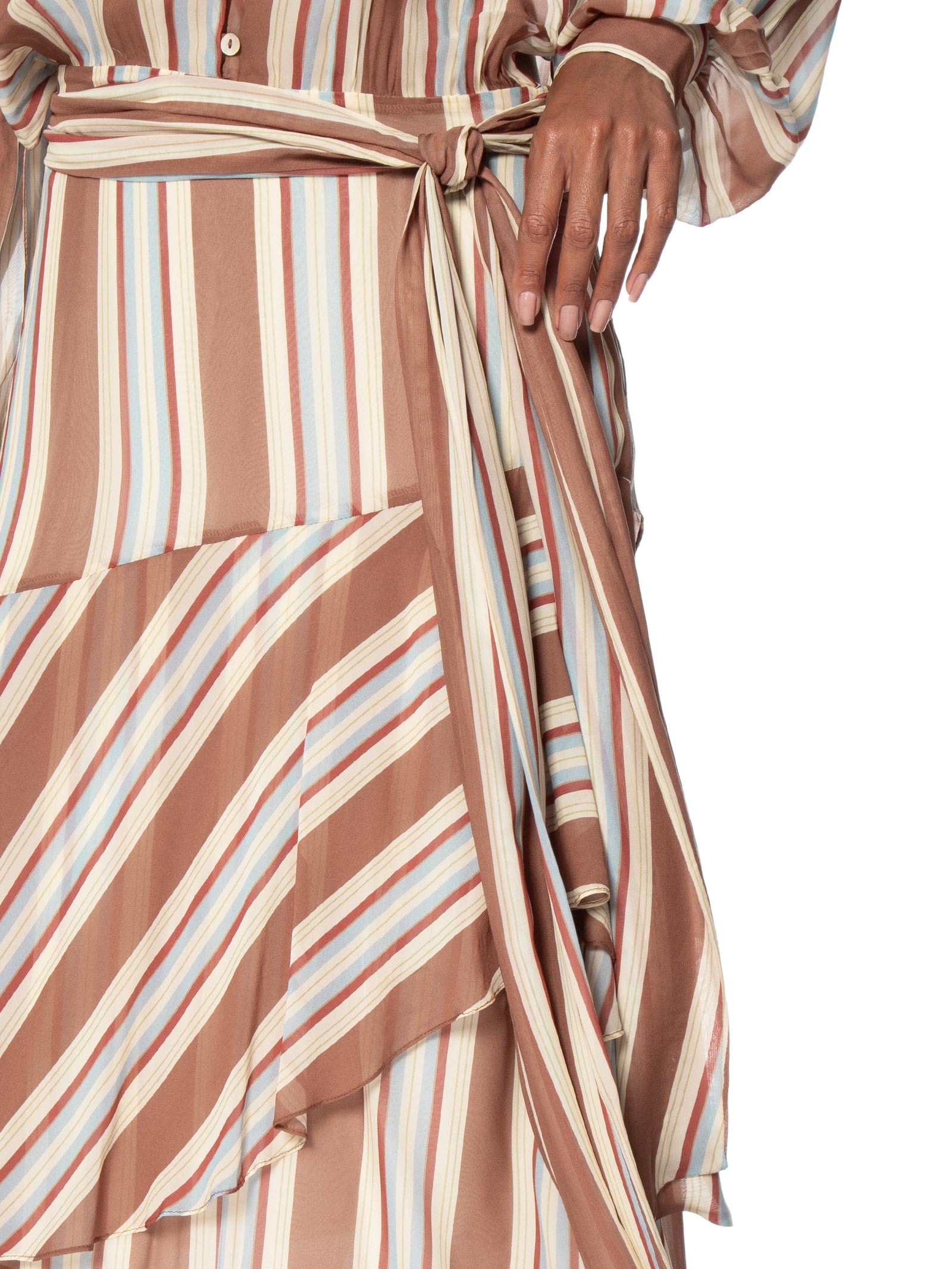 Vestido Camisaria Camadas Listra Bruma– Marrom Animale