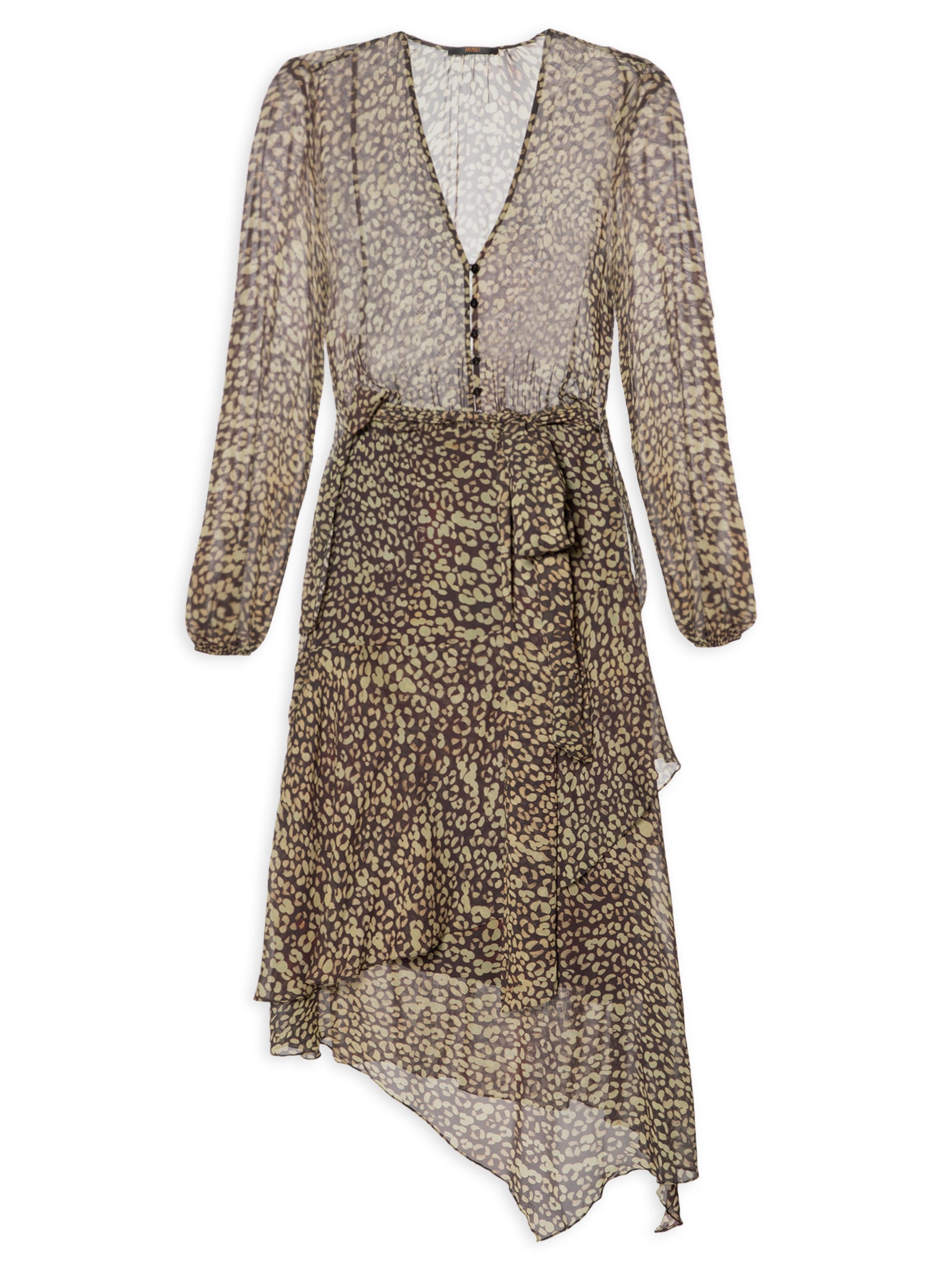 Vestido Camisaria Onça Tinta Verde Animale