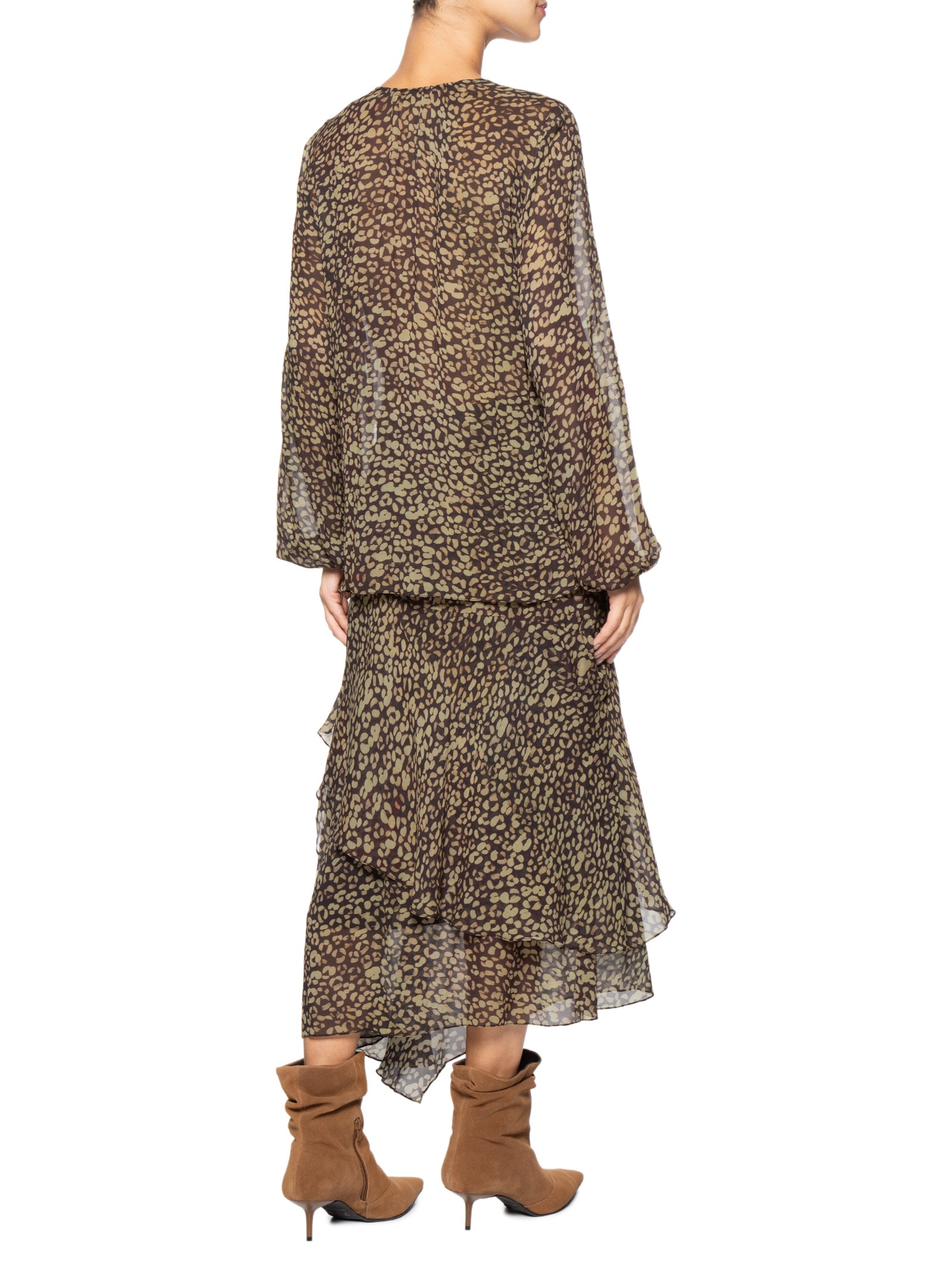 Vestido Camisaria Onça Tinta Verde Animale