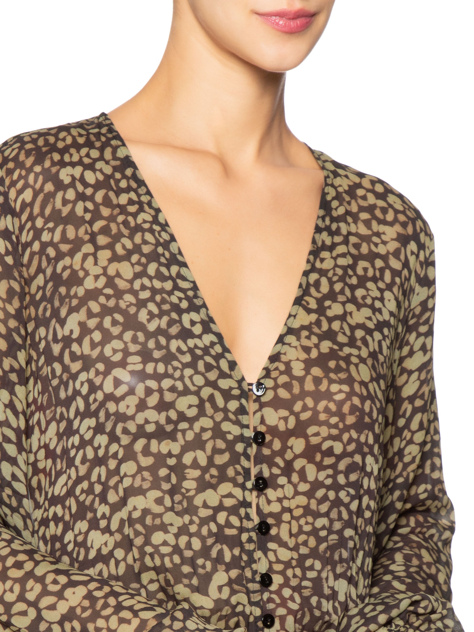 Vestido Camisaria Onça Tinta Verde Animale