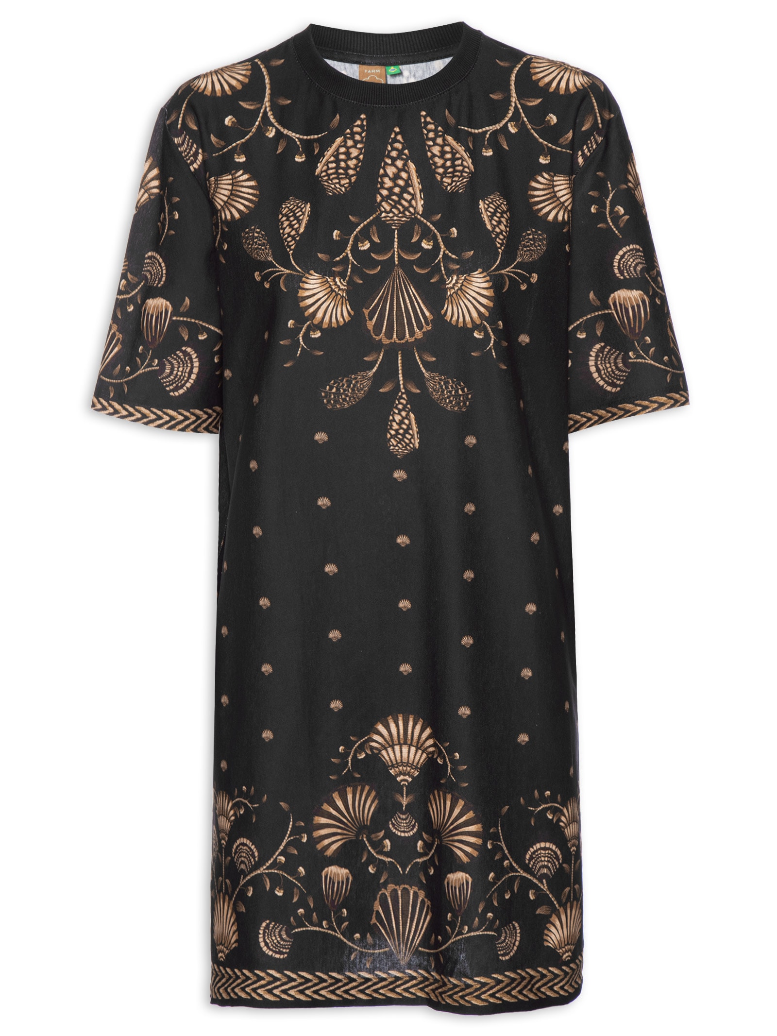 Vestido Camiseta Básico Sonho De Concha Preto Farm