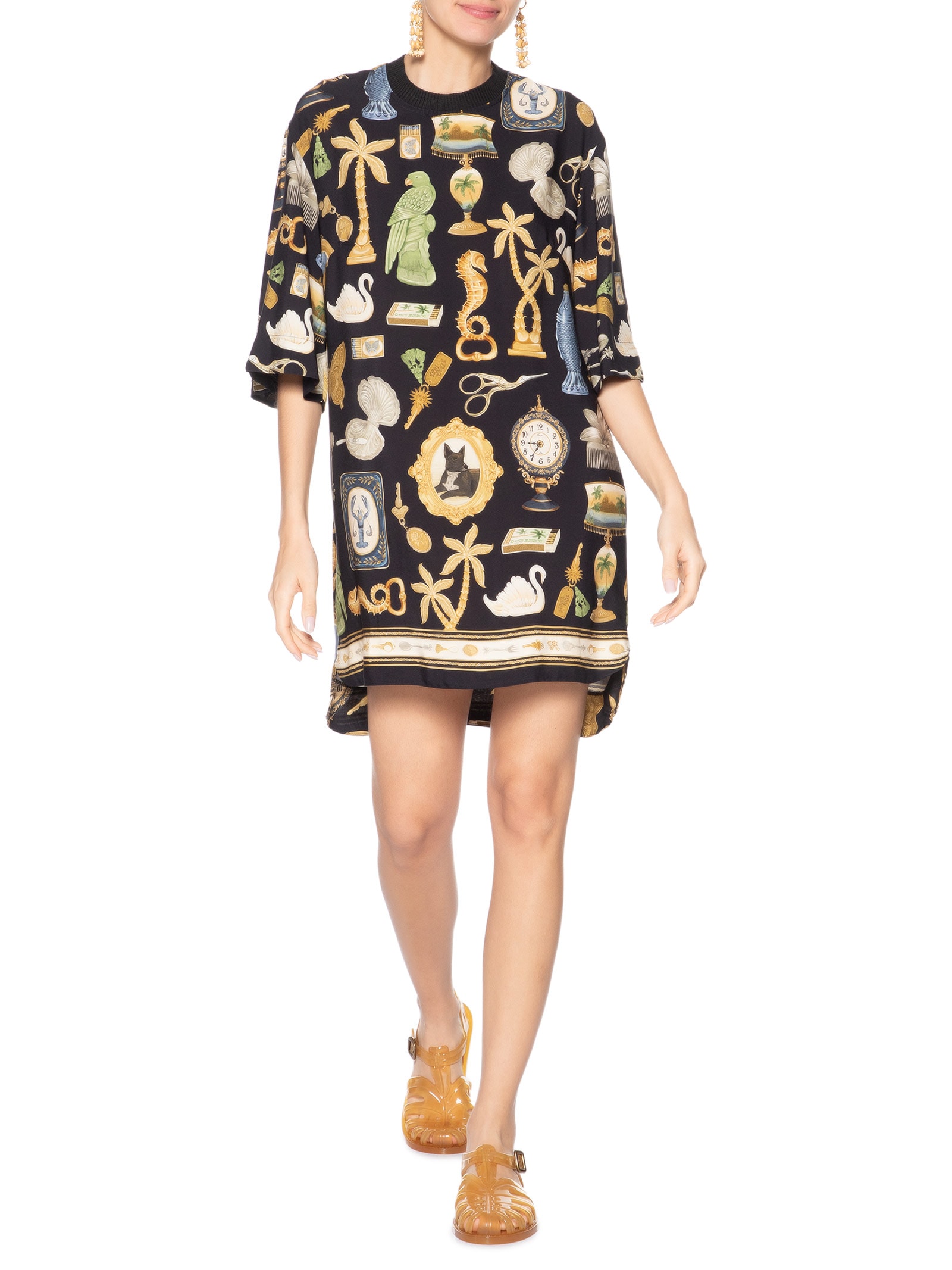 Vestido Camiseta Bibelô Preto Farm