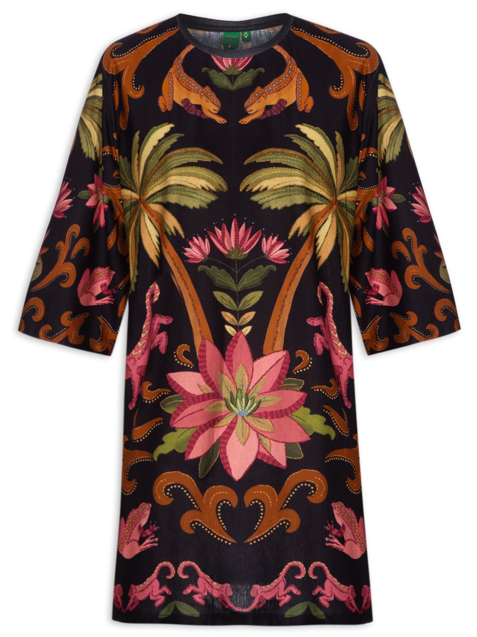 Vestido Camiseta Big Amazônia Chic Preto Farm