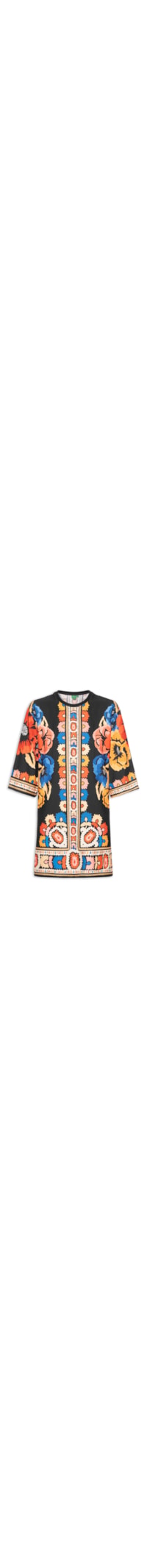 Vestido Camiseta Big Antuerpia Lenço - Preto