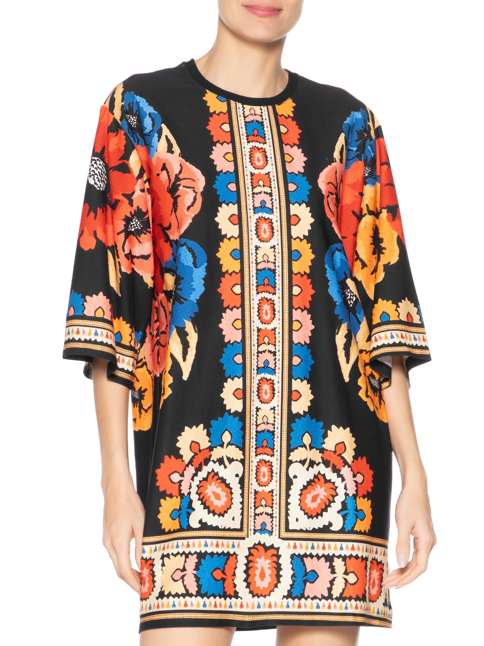 Vestido Camiseta Big Antuerpia Lenço Preto Farm