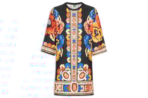 Vestido Camiseta Big Antuerpia Lenço - Preto