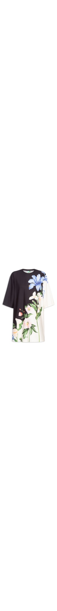 Vestido Camiseta Big Céu De Flor - Preto