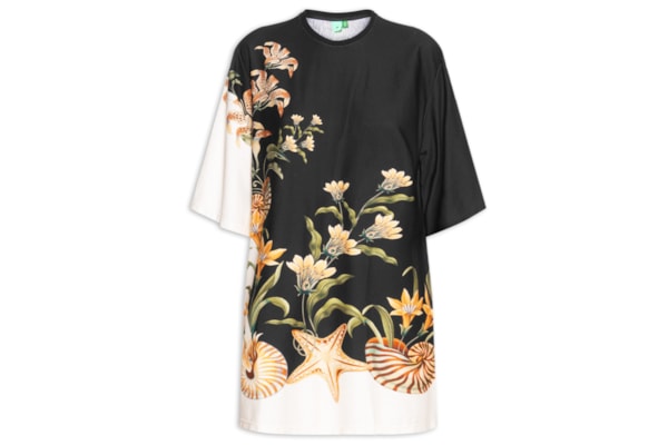 Vestido Camiseta Big Concha Surreal - Preto