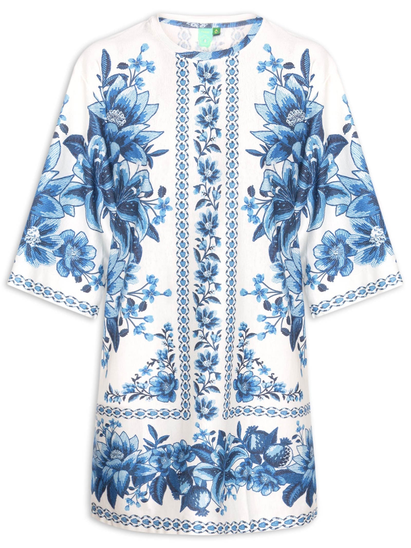 Vestido Camiseta Big Fruta De Verão Branco Farm