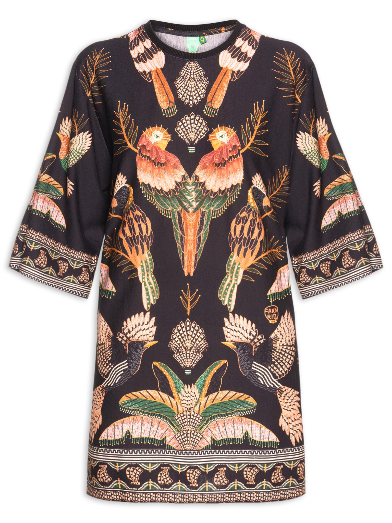 Vestido Camiseta Big Recanto Dos Pássaros Preto Farm