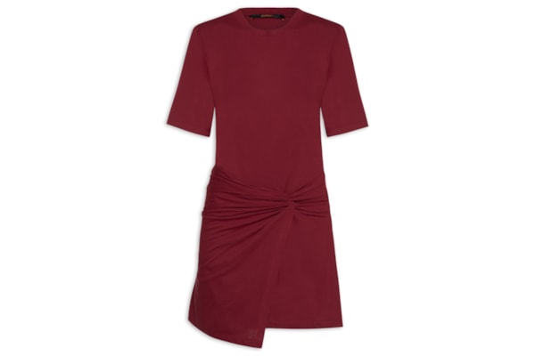 Vestido Camiseta Curto Frente Torcida - Vermelho