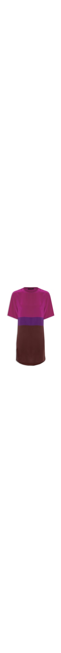 Vestido Camiseta De Seda Com Tricot - Rosa