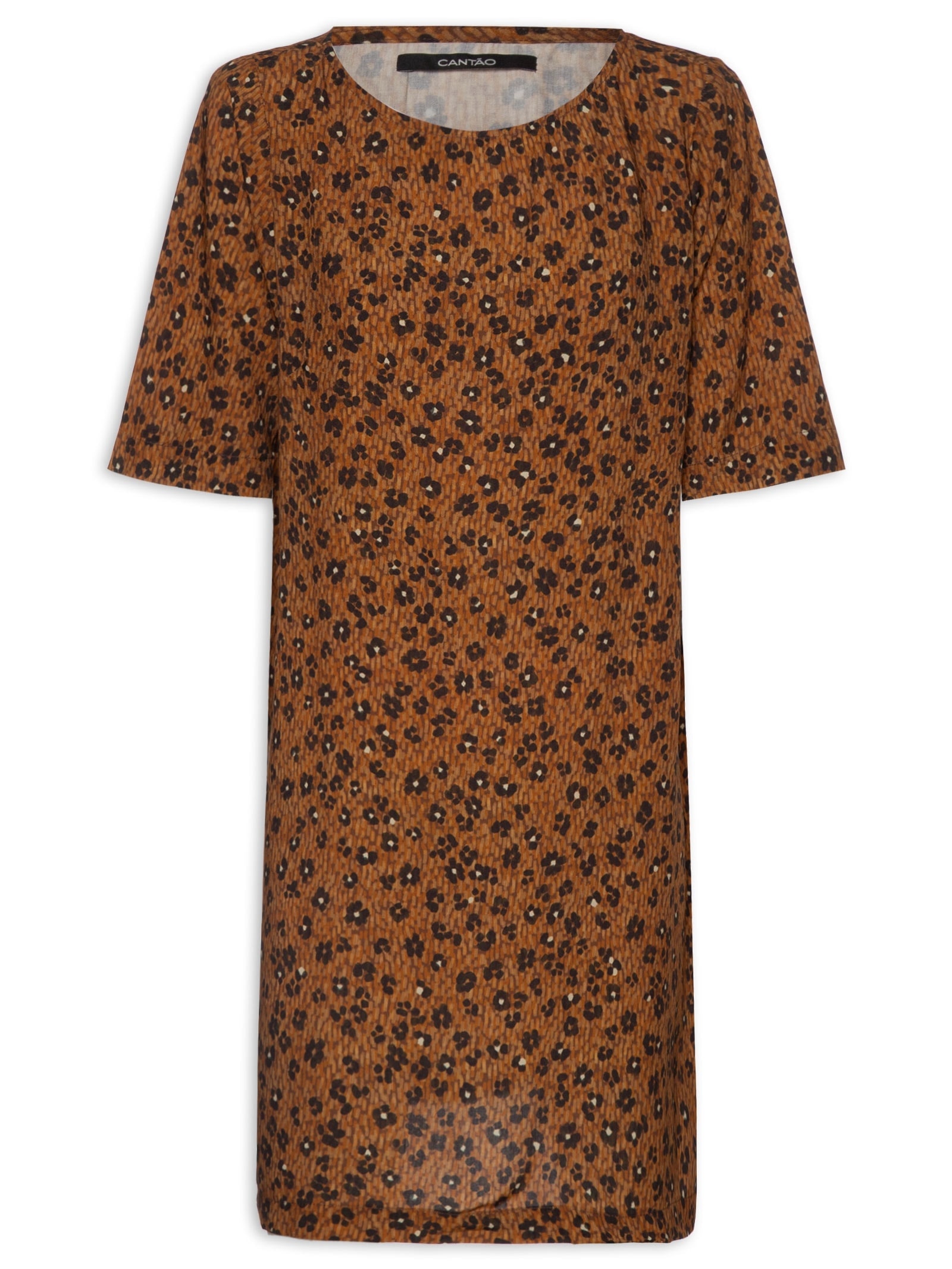 Vestido Camiseta Florear Marrom Cantão