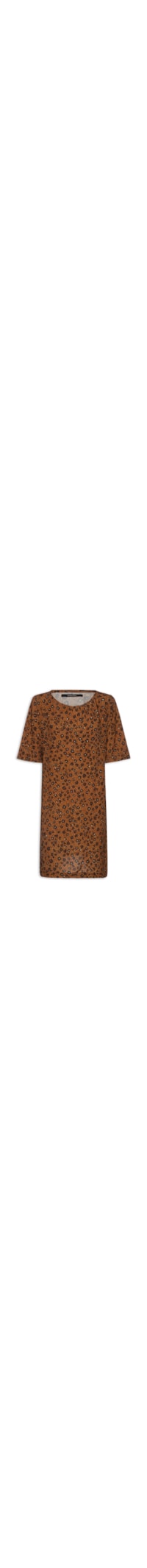 Vestido Camiseta Florear - Marrom
