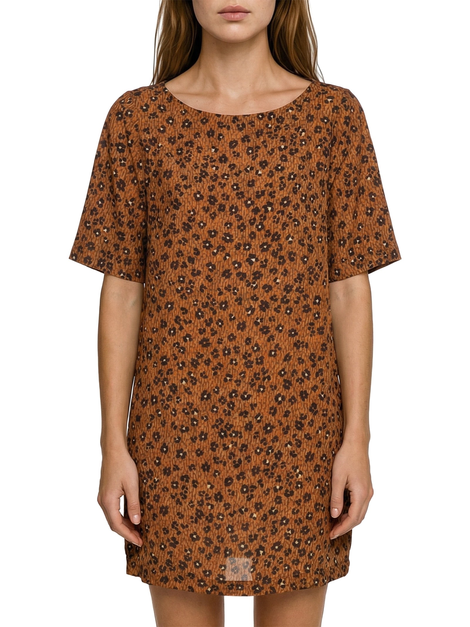 Vestido Camiseta Florear Marrom Cantão
