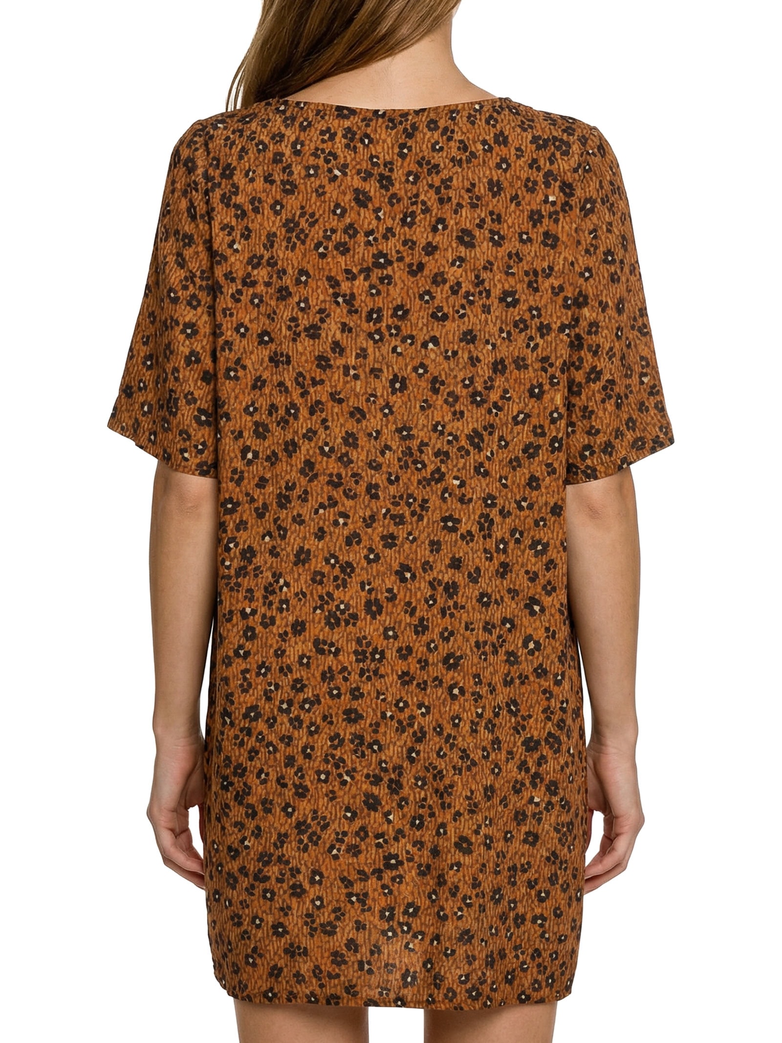 Vestido Camiseta Florear Marrom Cantão