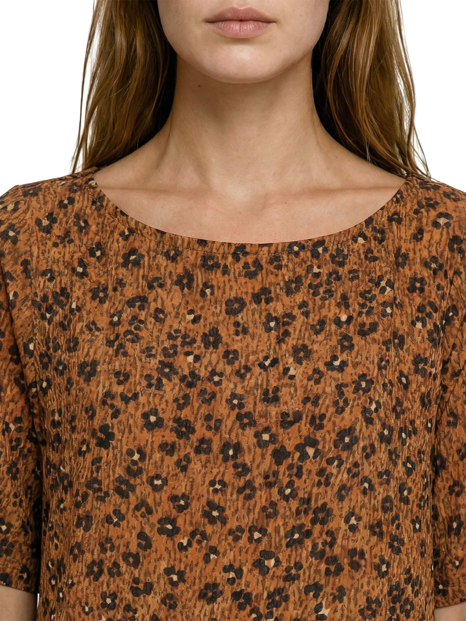 Vestido Camiseta Florear Marrom Cantão