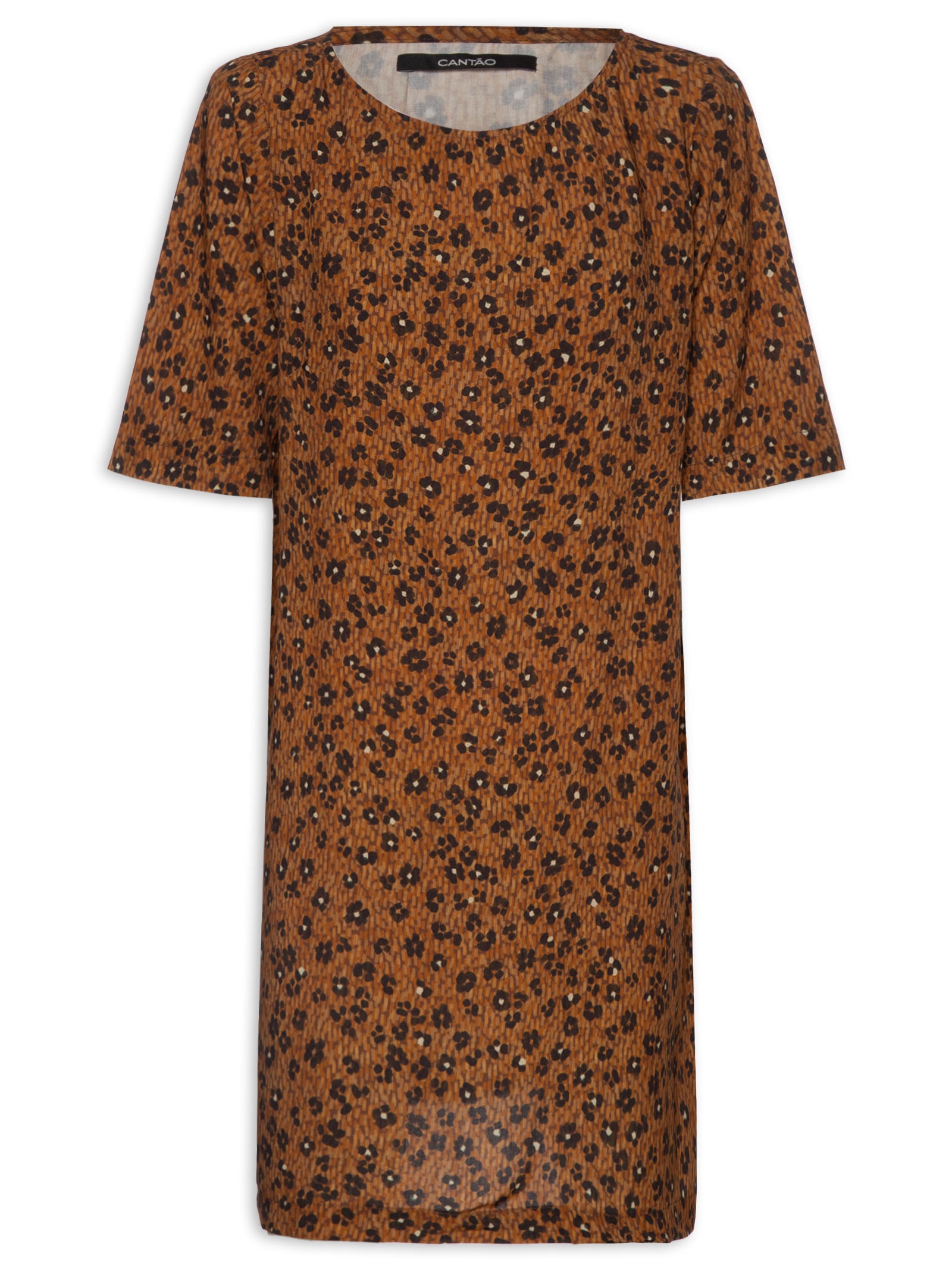 Vestido Camiseta Florear Marrom Cantão