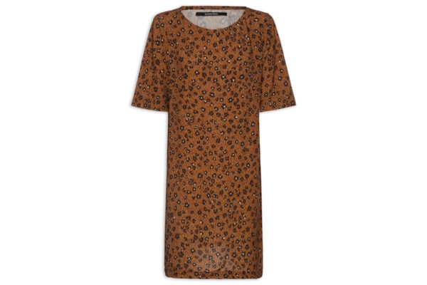 Vestido Camiseta Florear - Marrom