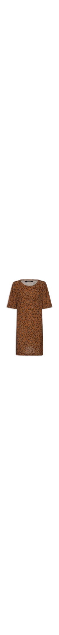 Vestido Camiseta Florear - Marrom