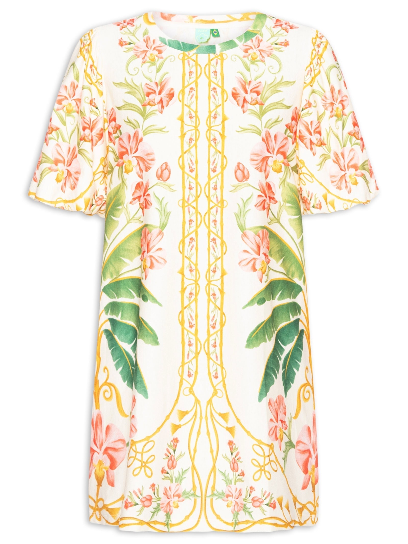Vestido Camiseta Fofa Floral Nusa Off White Farm