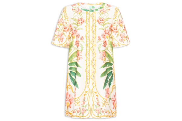 Vestido Camiseta Fofa Floral Nusa - Off White