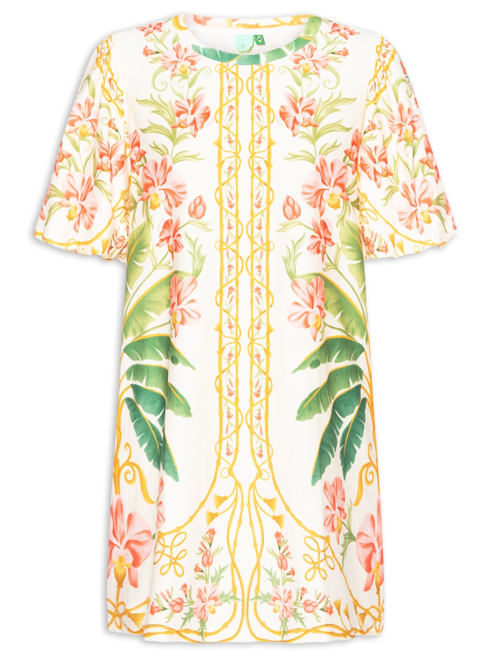 Vestido Camiseta Fofa Floral Nusa Off White Farm