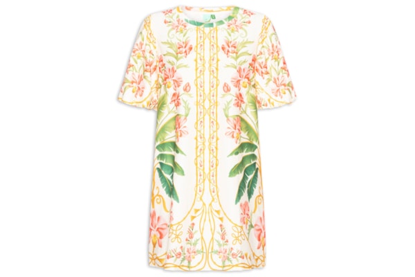 Vestido Camiseta Fofa Floral Nusa - Off White