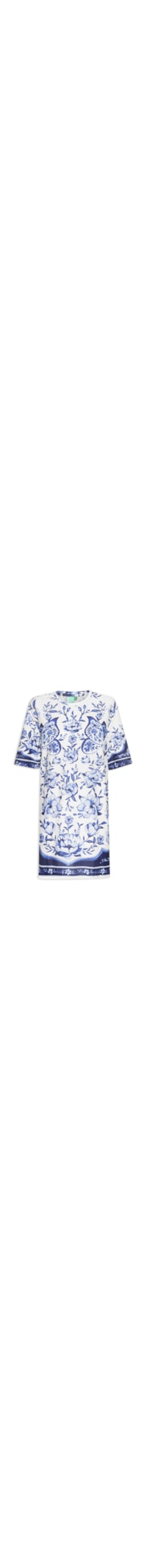 Vestido Camiseta Jardim De Porcelana - Azul