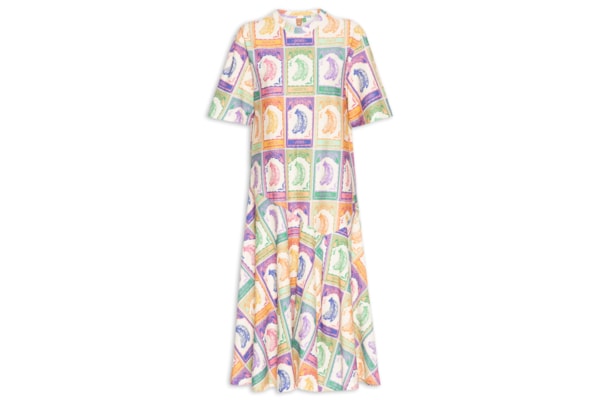 Vestido Camiseta Midi Banana Selo - Bege