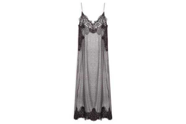 Vestido Camisola Renda Espinha De Peixe - Cinza