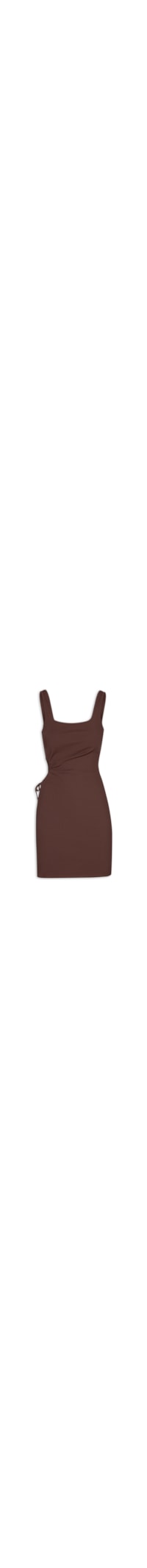 Vestido Canelado Com Cut Out - Marrom