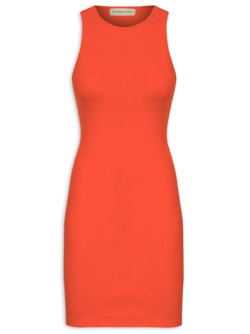 Vestido Canelado Com Decote Costas - Vermelho
