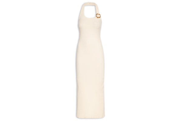 Vestido Canelado Frente Única - Off White