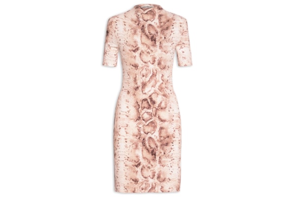 Vestido Canelado Manga Curta - Rosa