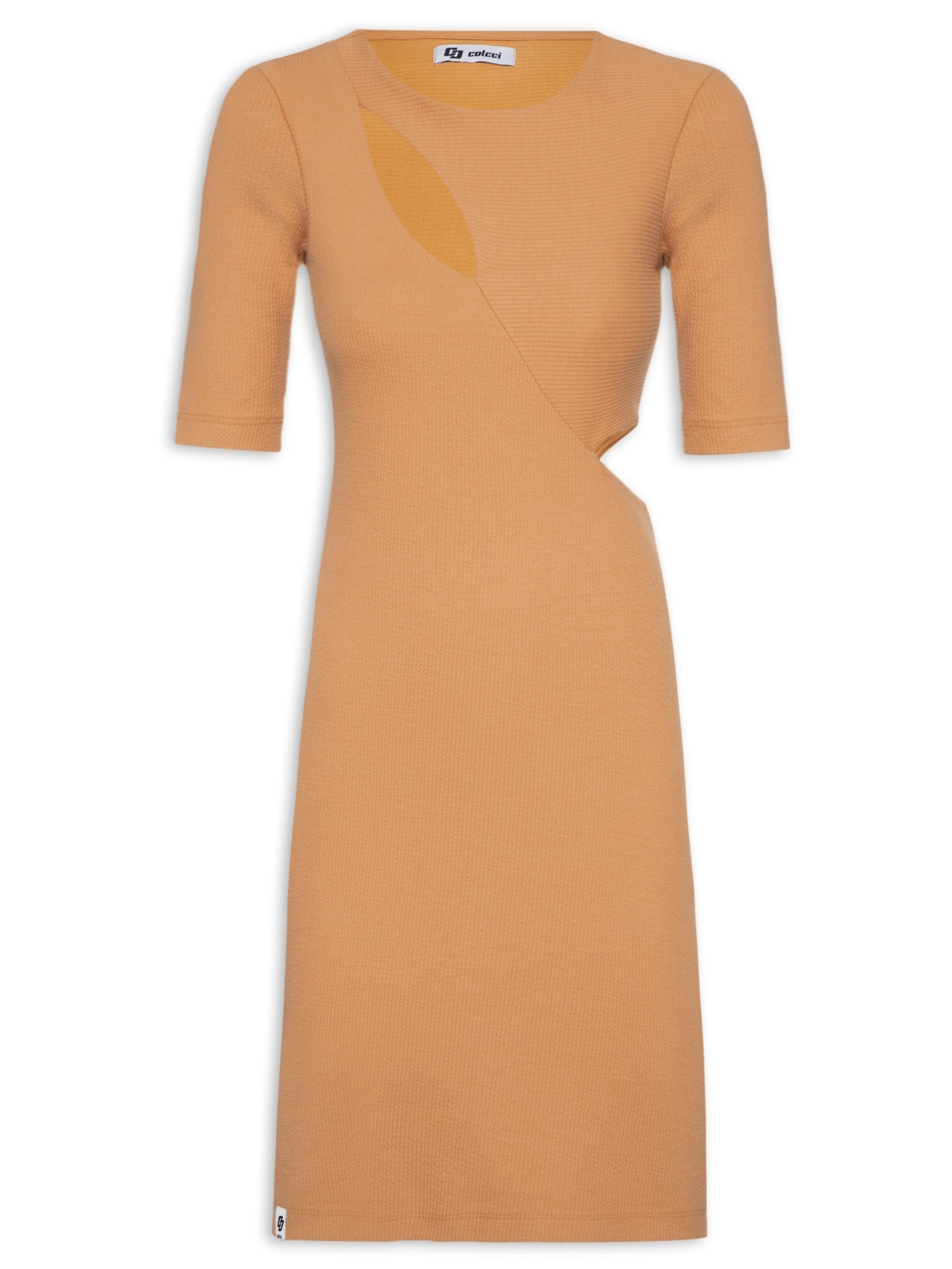 Vestido Canelado Marrom  Colcci